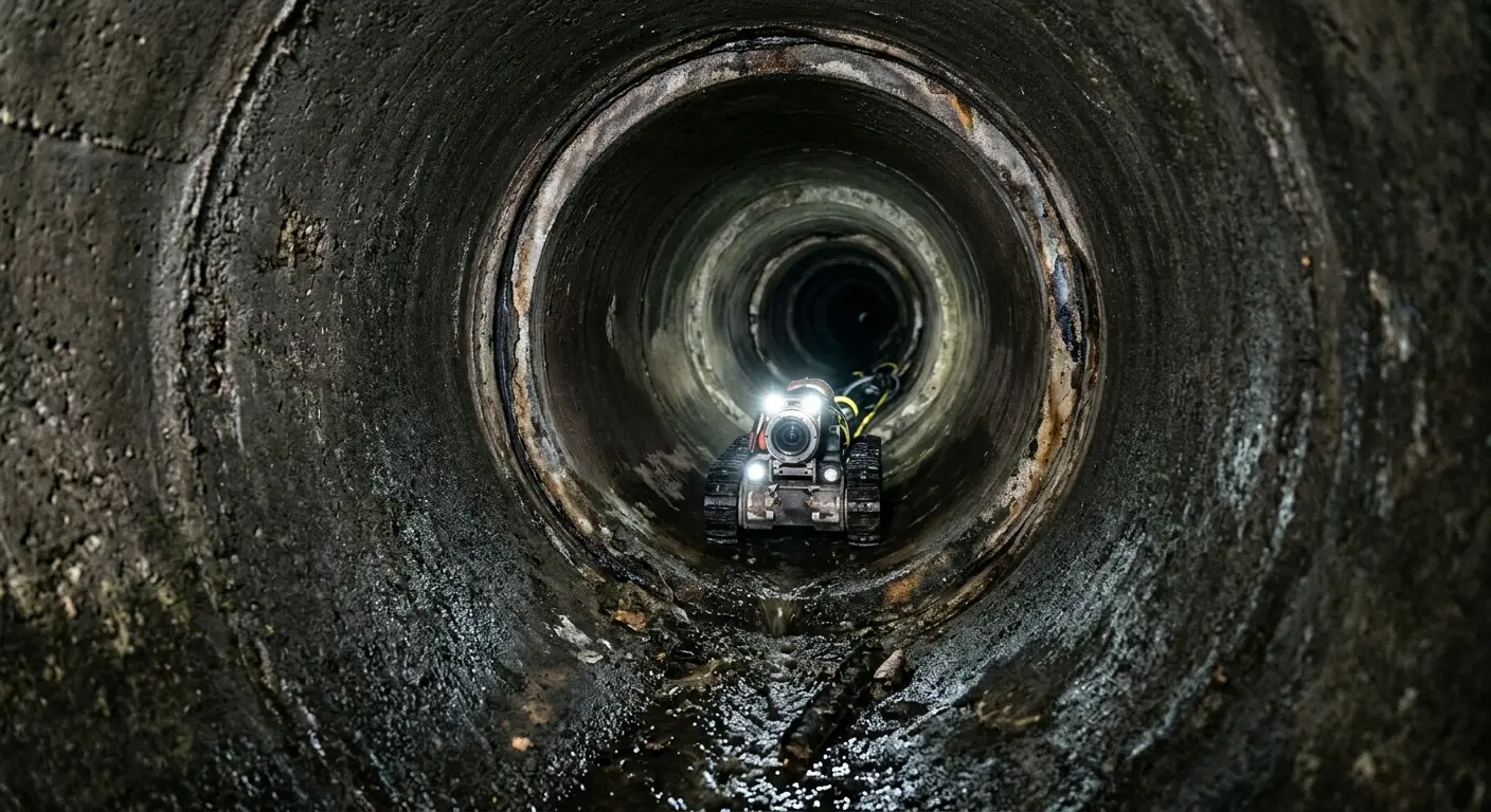 Robotic sewer camera inspecting pipe interior for Drain Snake Service in Bridgetown